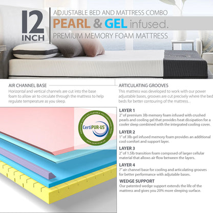 Sleep System: 12" Mattress & 15" Smart Adjustable Base