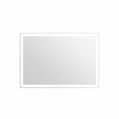 40 In. W X 32 In. H Rectangular Aluminum Framed LED Light Anti-Fog Wall Bathroom Vanity Mirror with Tray